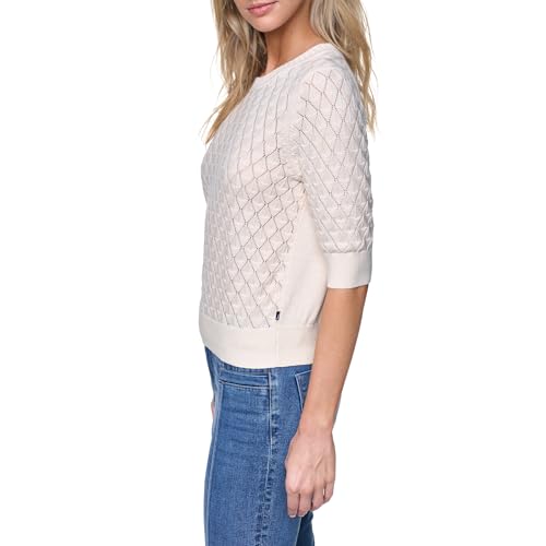 Image of Nautica Women's Crew Neck Solid Short Sleeve Sweater