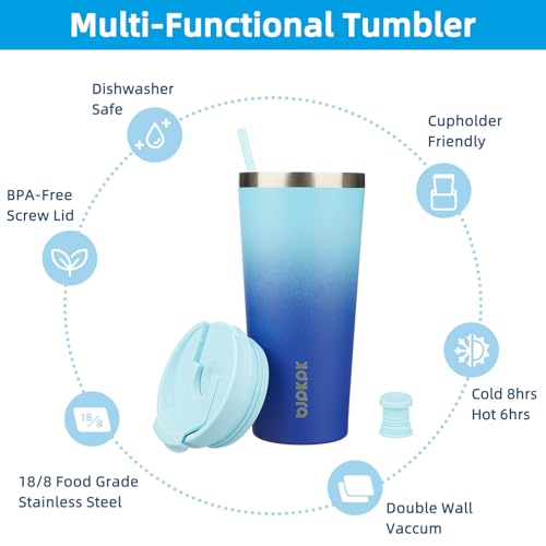 Image of BJPKPK 22 oz Coffee Tumbler with Straw, Insulated Stainless Steel Cup