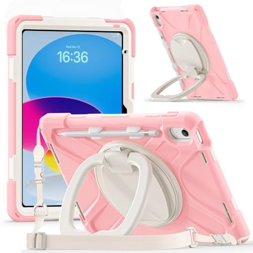 Coque iPad 11 rigide silicone Rose Cerise avec support pivotant 360