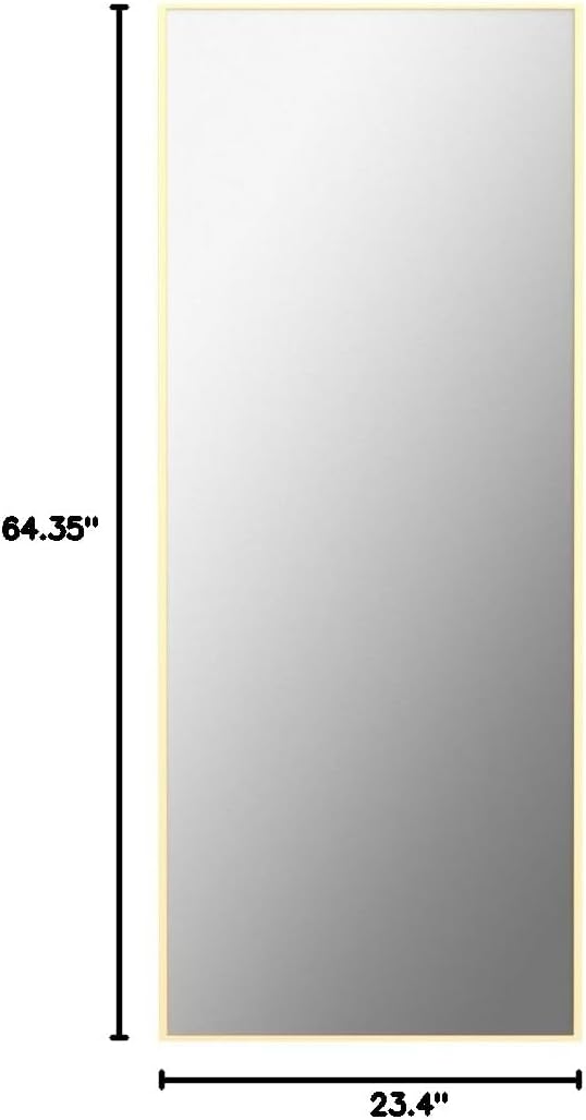 CONGUILIAO Full Length Mirror, 65" x 24" Rectangle Standing Floor Full Body Dressing Mirror with Aluminum Alloy Frame Large Wall-Mounted for Bedroom, Living Room, Dressing Room, Gold
