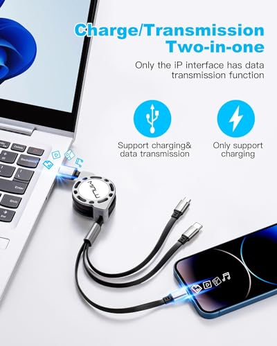 Minlu Einziehbares Multi USB Kabel [3A 1.2M] 3 in 1 Mehrfach Ladekabel – Ansicht 3
