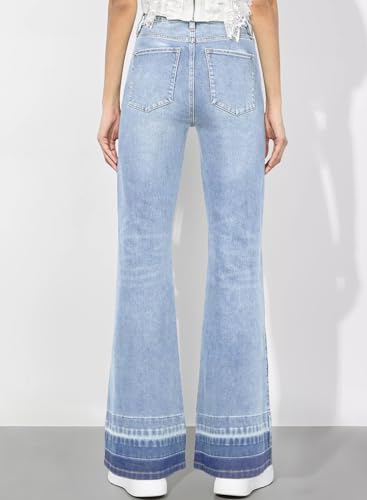 Sidefeel Women's Flare Jeans High Waisted Bell Bottom Stretchy Patch Hem Denim Pants with Pockets2