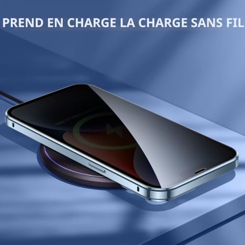 Coque iPhone 14 Anti Espion magnétique bleu avec protection 360 - 7
