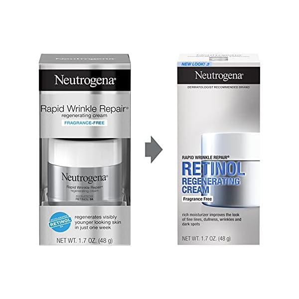 Neutrogena Retinol Face Moisturizer, Rapid Wrinkle Repair, Fragrance Free, Daily Anti-Aging Face Cream with Retinol & Hyaluronic Acid to Fight Fine Lines, Wrinkles, & Dark Spots, 1.7 oz