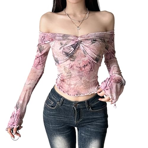 Amazon.com: Buzoh Off Shoulder Tops for Women - Floral Print