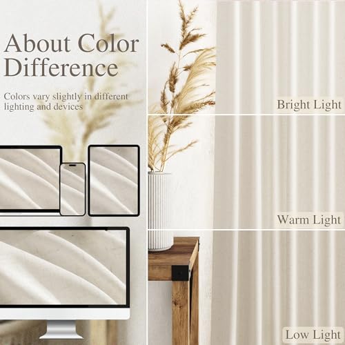 Image of Nanspring Extra Long Linen Curtains 102 Inch for Living Room Modern Linen