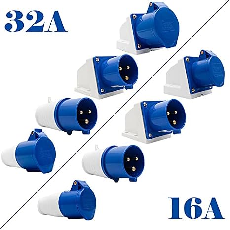 16A #013 240V 3Pin Blue Industrial Plug Sockets 2P+E weatherproof IP44 Camping Caravan Industrial