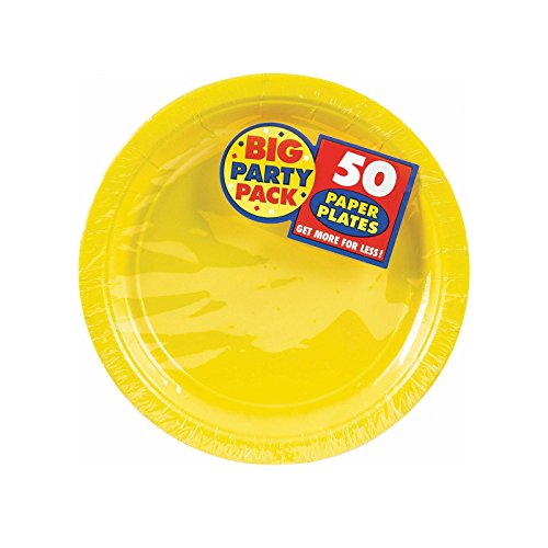 Premium Yellow Sunshine Round Paper Plates - 6.75