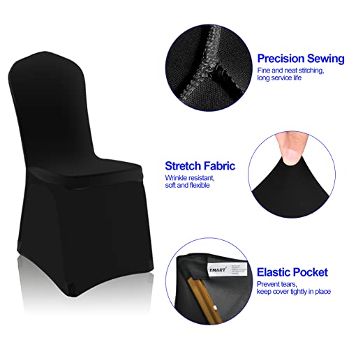 Emart Stretch Chair Cover 100Pcs Black Spandex Washable Chair Slipcovers For Party Decorations, Dining Room, Banquet, Wedding #TOP2