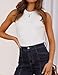 ZESICA Womens 2025 Ribbed Tank Tops Summer Sleeveless High Neck Casual Slim Fitted Basic Knit Shirts,White,Medium