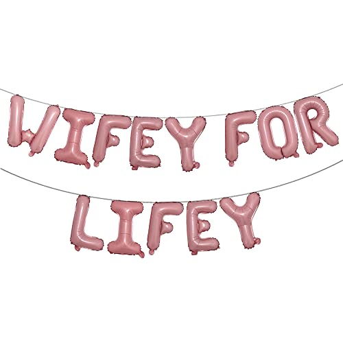 Multicolor Bridal Shower Balloons Bachelorette Party Decorations Wifey for Lifey Foil Letter Balloons Hanging Banner Bride Balloon Engagement Party Decoration (WIFEY FOR LIFEY Pink)