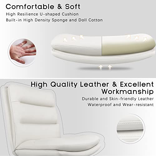 Pukami Armless Office Desk Chair No Wheels,Pu Leather High Back Wide Seat Cross Legged Office Chair,Height Adjustable Home Office Desk Chair, #TOP4