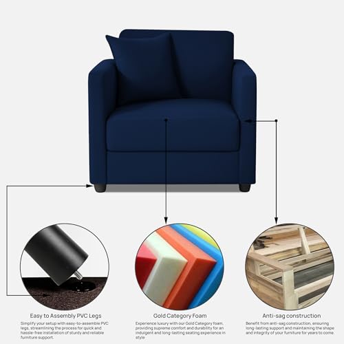 Image of Tiya | Upholstered Fabric Sofa 1 - Seater in Cool Cobalt Colour | 3 Year Warranty DIY (Do it Yourself)
