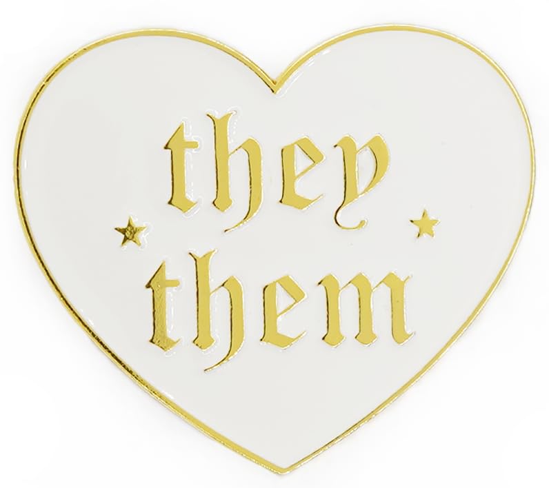 Image of They Them Pronoun Brooch Button Non-Binary Badge Enamel Lapel Pin - NB Pride Genderqueer Gender Identity Pin