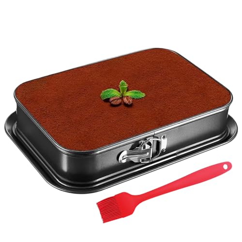 GAESHOW Stampo Apribile Rettangolare 33x23 cm, Teglia da Forno Rettangolare con Cerniera, Tortiera rettangolare Apribile, Fondo Salvagoccia, Acciaio al Carbonio, Nero