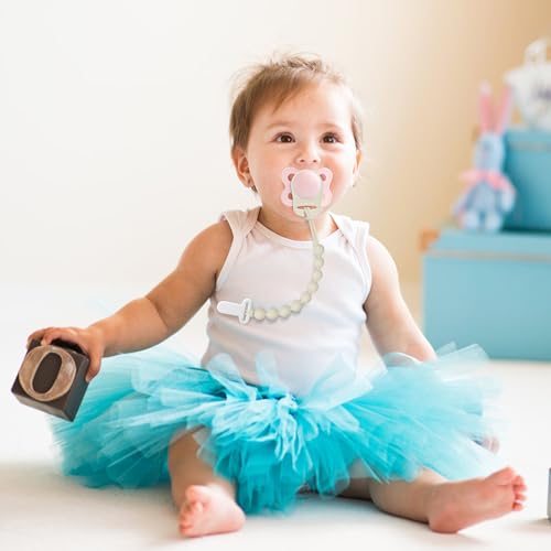Image of Pacifier Clips Baby Girls - Draklary 4 Pack Silicone Pacifier Clip with Adapter Ring, Fits MAM Dummy, Soothe Baby Binky Holder for Newborn Essentials Shower Birthday Gift