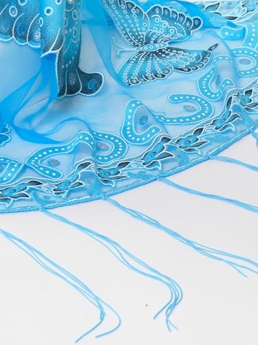 Solid color lightweight breathable butterfly embroidered hollow lace women's triangular shawl tassel scarf3