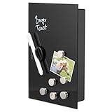 bremermann Schlüsselkasten mit Glasfront, beschreibbar, 8 Haken, 6 Magnete, 1 Marker,1 Marker-Halter, Korpus aus Metall grau pulverbeschichtet (Komplett Schwarz)