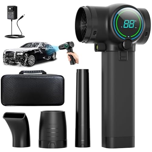 Cordless Leaf Blower with 3 Nozzles, 200KM/H Airspeed 750W Brushless Motor Electric Leaf Blower, 1.6KG Thrust Infinitely Variable Speed, Blowers for Lawn Care, Car Blower for Drying & Snow Removal
