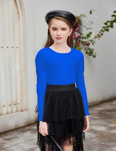 Arshiner Girls Shirts Puff Long Sleeve Shirts Casual Crewneck Tops Tunic Blouse3