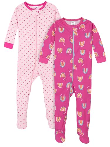 Image of Gerber Baby Girls’ 2-Pack Footed Pajamas