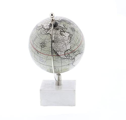 Deco 79 Marble Globe With Marble Base, 6" X 5" X 9", White #TOP6