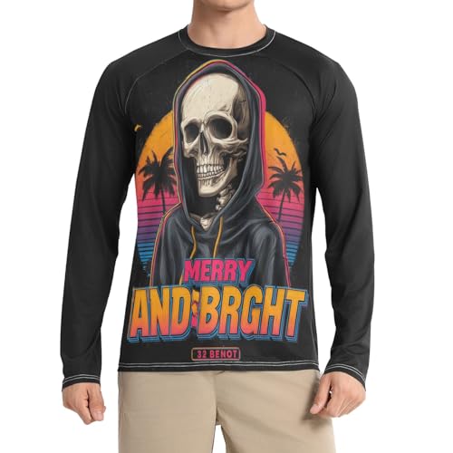 Chemises d'été noires anti-UV manches longues homme motif tête de mort vintage