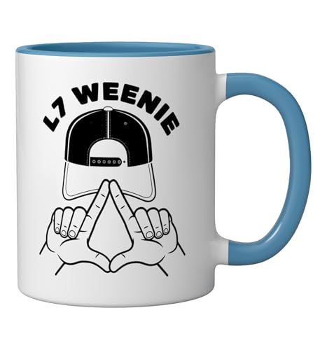 L7 Weenie Retro Baseball Humor Nostalgia Hat Fan Ceramic Mug, Blue/White