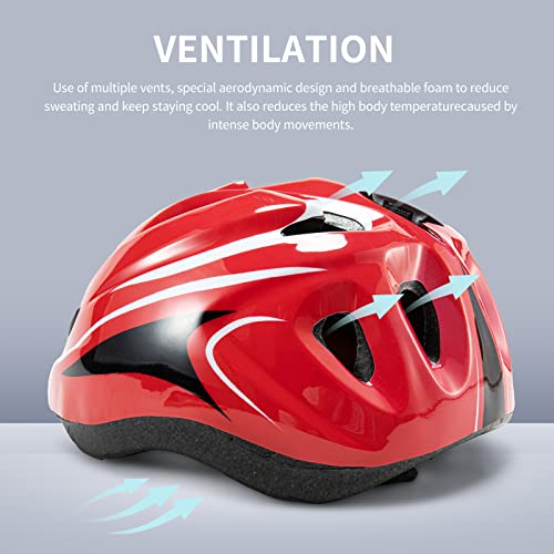 Kids Bike Helmet Protective Gear, Toddler Helmet Safety Set, Bicycle Skateboard Helmet Equipage. Multiple Colour Suitable For Boys And Girls 5-16 Years (Red) #TOP3