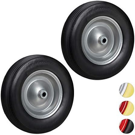Relaxdays Wheelbarrow Wheel 4.80 4.00-8, Solid Rubber, Steel Rim, Flat-Free Spare Tire, 100kg Capacity, Black