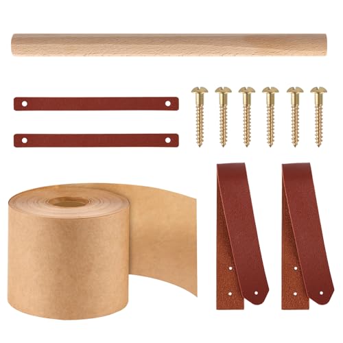 3 Inch Kraft Note Paper Roll Holder for Wall Mounted with 1 Roll Brown Grocery List Roll Dispenser Butcher Paper Dispenser Hanging Paper Roll Cutter Memo Board For To do List Wall Dector Home