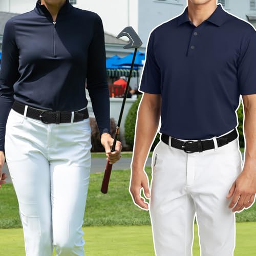 JASGOOD Women Braided Woven Elastic Stretch Belt Leather Covered Buckle Canvas Belt for Jeans Pants3