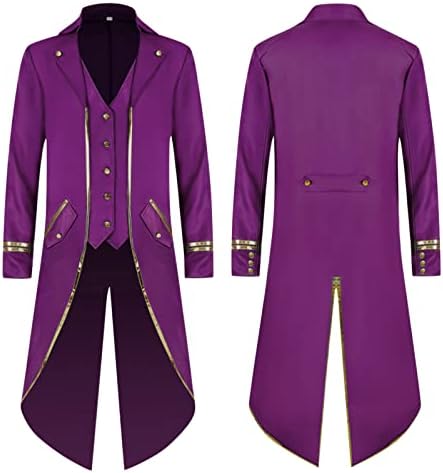 Kaufe Neue Vintage Halloween mittelalterlichen Steampunk Assassin Elfen Piraten Kostüm Erwachsene Männer schwarz lange geteilte Jacke Gothic Rüstung Ledermäntel zum Preis ab 32