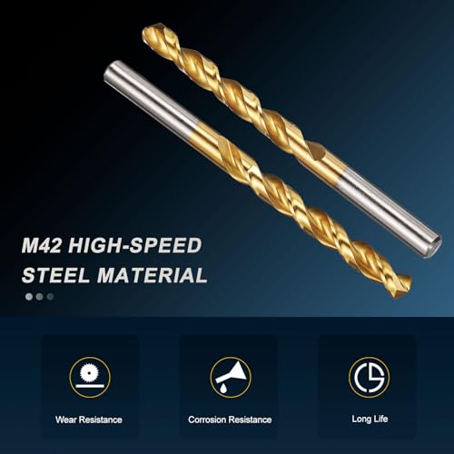 PATIKIL 7.9mm Drill Bit, M42 8% Cobalt High-Speed Steel Jobber Straight Shank 135° Titanium Nitride (TiN) Coated for Hard Metal Stainless Steel - 1 Pack by PATIKIL - Image 3