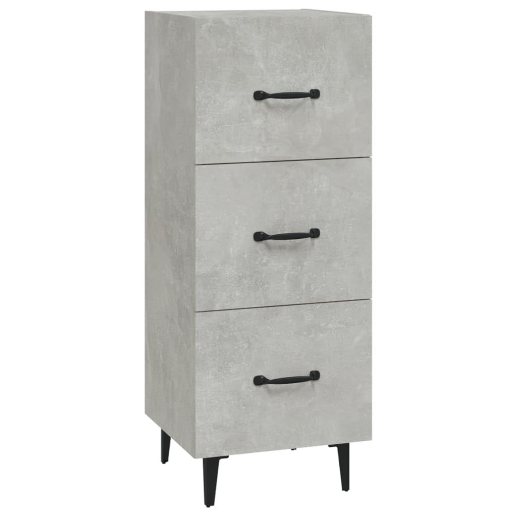 Aparador gris hormigón 34,5 x 34 x 90 cm, material de madera, robusto armario de almacenamiento, buffet versátil para salón, pasillo, cocina, diseño elegante, fácil montaje