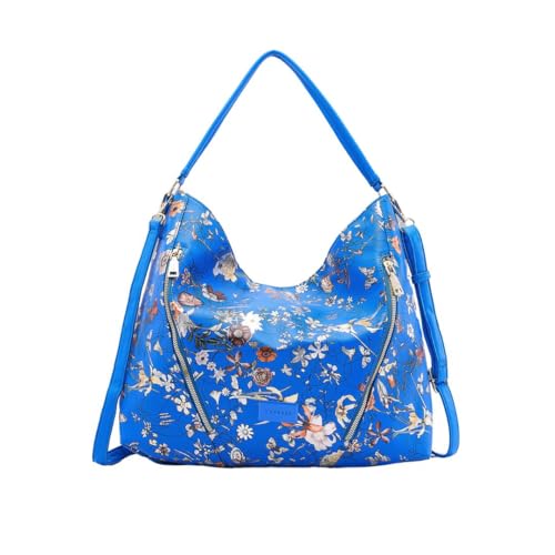 Image of Caprese Fiorella Hobo LargeBlue Shoulder Bag for Women| Stylish, Versatile Handbag for Everyday Use | Perfect for Casual Outings, Work| Spacious Design with Comfortable Adjustable & Detachable Strap