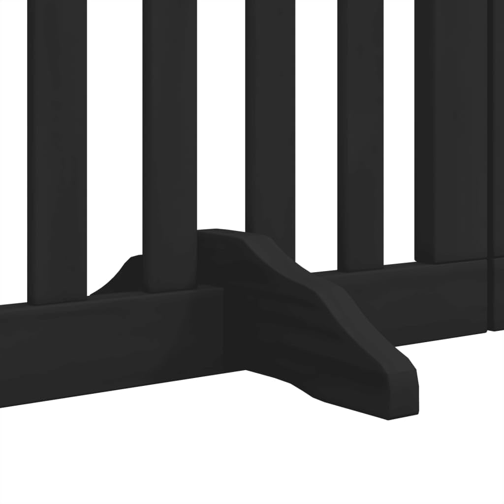 Homgoday Barrera de Seguridad para Perros Barrera,Barrera de Seguridad para Perros Mascotas,para Escaleras y Puertas Puerta para Perros Plegable 9 Paneles Madera álamo Negra 450 cm