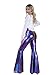 Womens Sequin Flare Pant Sparkly High Waisted Leg Bell Bottom Glitter Trousers Night Out Clubwear-Medium