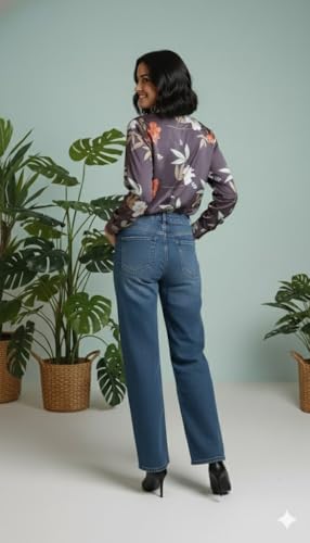 Image of Amazon Brand - INKAST Women Abstract Floral Printed Spread Collar Long Sleeves Casual Cami Shirt