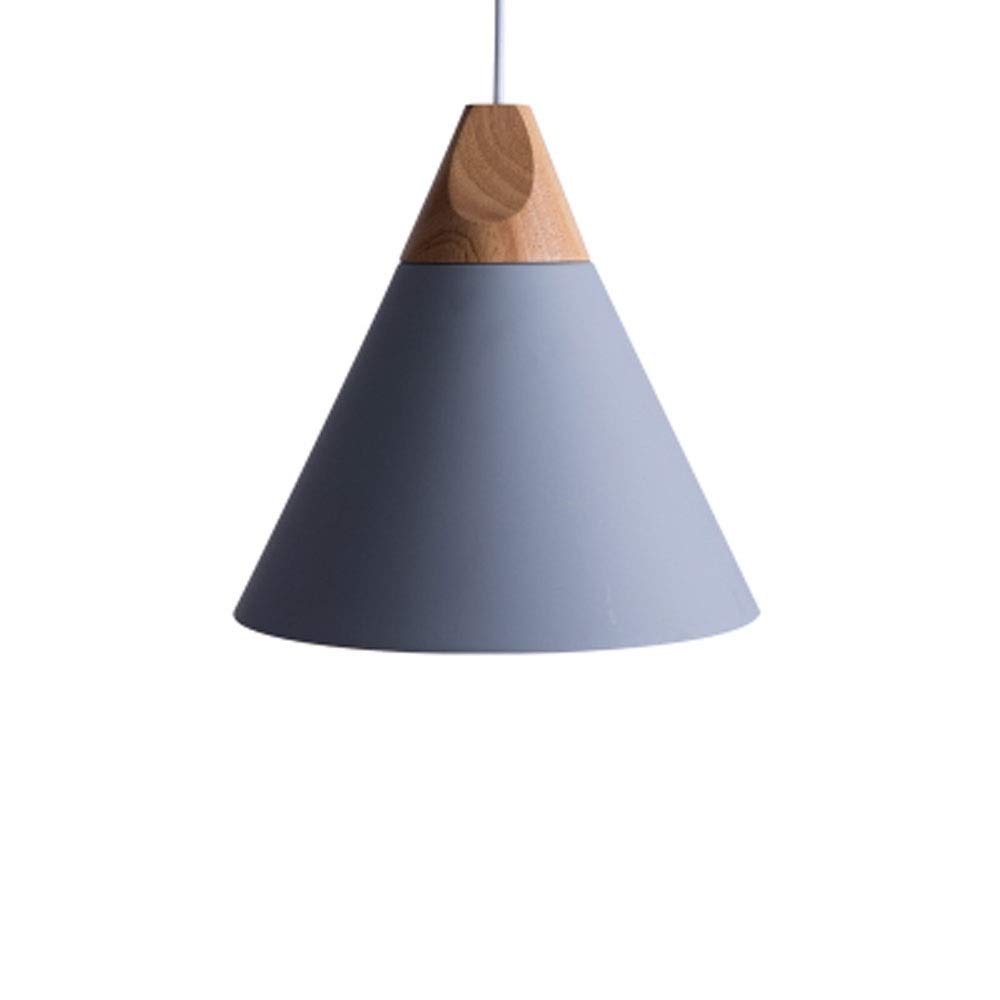 Chandelier scandinave en fer et bois gris - Suspension une lumière style nordique mini