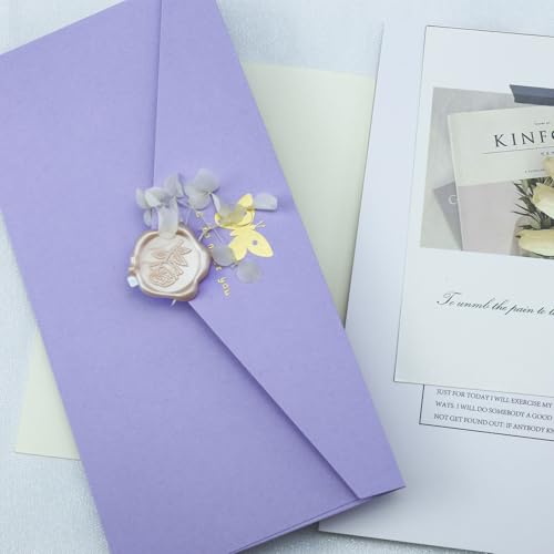 Wax Seal Stickers - 3D Champagne Rose Wedding Invitation Envelope Botanical Seal Stickers, 50 Pcs Self- Adhesive Stickers, Perfect for Wedding Invitation, Christmas, Gift Wrapping, Baby Shower