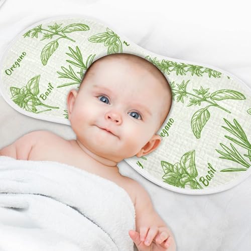J JOYSAY Basil Rosemary Herbs Beige Baby Burp Cloths for Boys Girls Large 22''x11'' Cotton 4 Layer Baby Washcloth for Infant Drool one sizex44