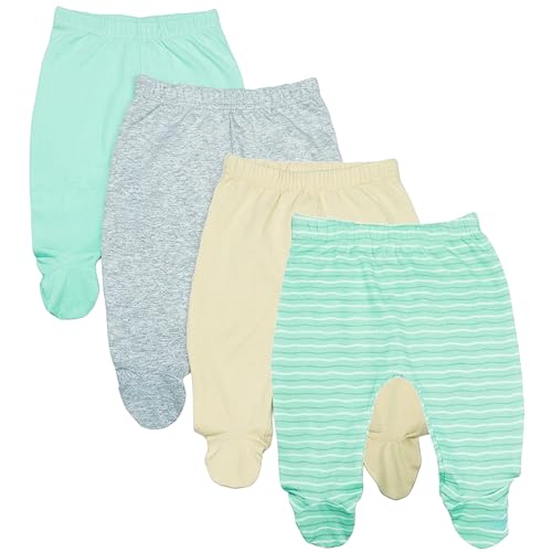 Image of 123 Bear Baby Soft Cotton Spandex Pants with Feet