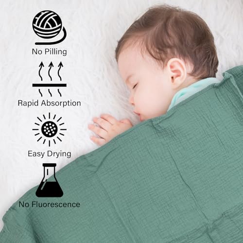 Image of Muslin Swaddle Blankets Cotton Newborn Colorful Natural Soft and Breathable, Enlarge Thickened Baby Blankets For Boys and Girls Suitable For Infants & Toddlers Swaddle Wrap(4 Pack)