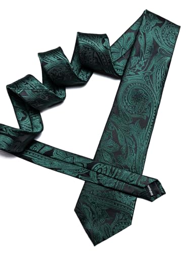 Image of Barry.Wang Men Tie Set Paisley Silk Necktie Pocket Square Cufflinks Formal Wedding Business Party