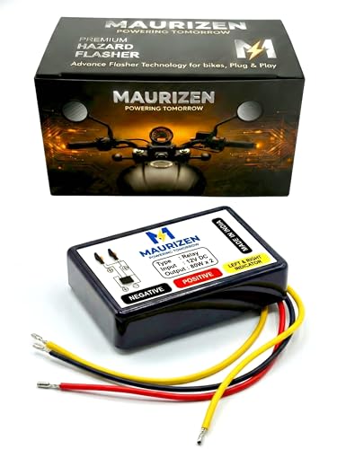 Image of MAURIZEN Universal Hazard Flasher with ON /OFF Switch for All Bike /Scooty | Universal Blinker Module | 22 Customizable Flash Patterns | Waterproof