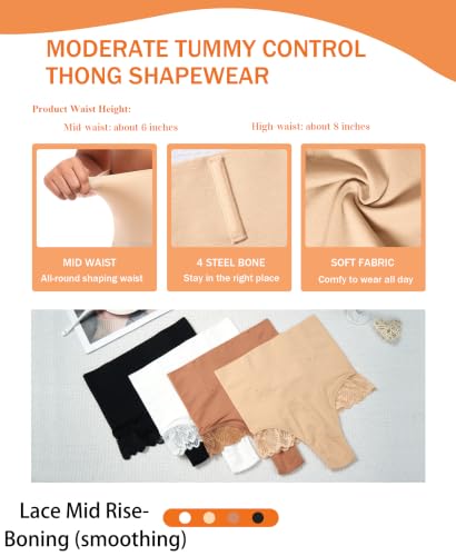 Image of Werena Tummy Control Thong Shapewear for Women High Waisted Body Shaper Panties Shaping Thong Girdle Underwear
