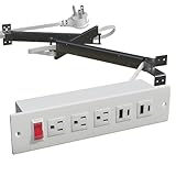 JACEPFY Drawer Outlet Kit with Typec PD20W Fast Charger Station, 3 Outlet and Power Cable Arm for Kitchen Bathroom Cabinets (White)