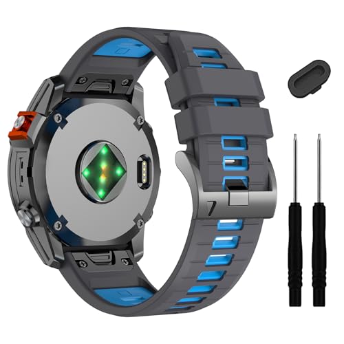 Image of 22mm Compatible with Garmin Fenix E /8 /8pro AMOLED 47mm /Fenix 7 /7 Pro /6 /6 Pro /5 /5 Plus Watch Band,Soft Quickfit Silicone Straps for Forerunner 970 965 955 /Approach S70 47mm /tactix 8 /quatix 7 8 47mm