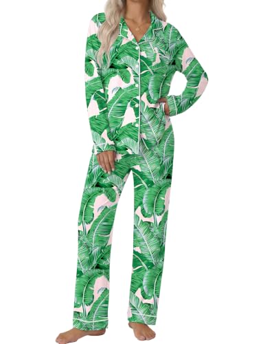 Image of Ekouaer Pajamas Womens Long Sleeve Sleepwear Button Down Loungewear Pjs Set